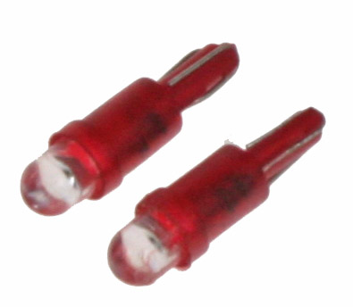 LED žárovka 12V s paticí T5 červená, 1LED